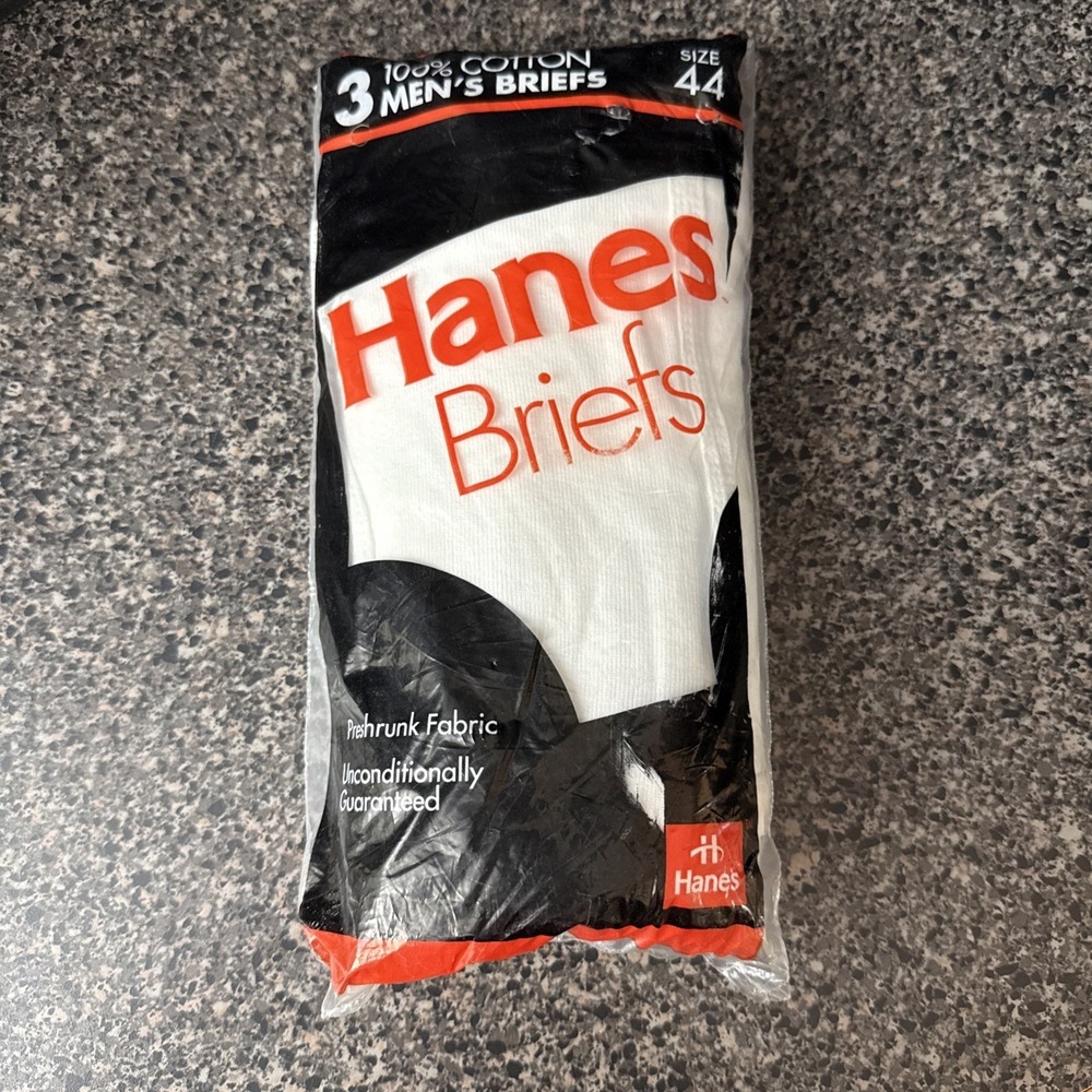 Vintage 90s Hanes Mens Briefs 3 Pack NOS Size 44 White Cotton